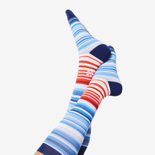 Load image into Gallery viewer, women's Blue Mini-Stripe - Compression Socks
